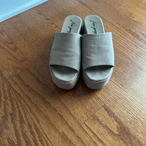 Free People Tan Platform Slides